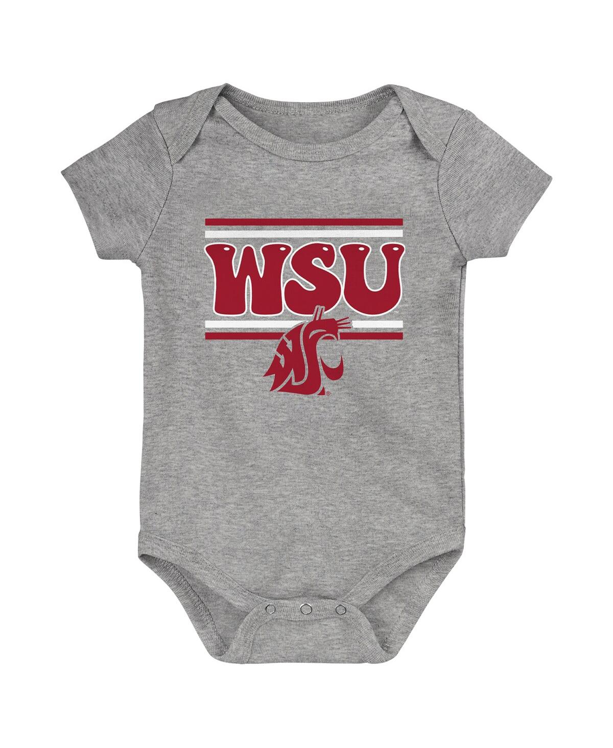 Outerstuff Newborn 3-pack Crimson Washington State Cougars Sunday Comics Bodysuit Set In Multi
