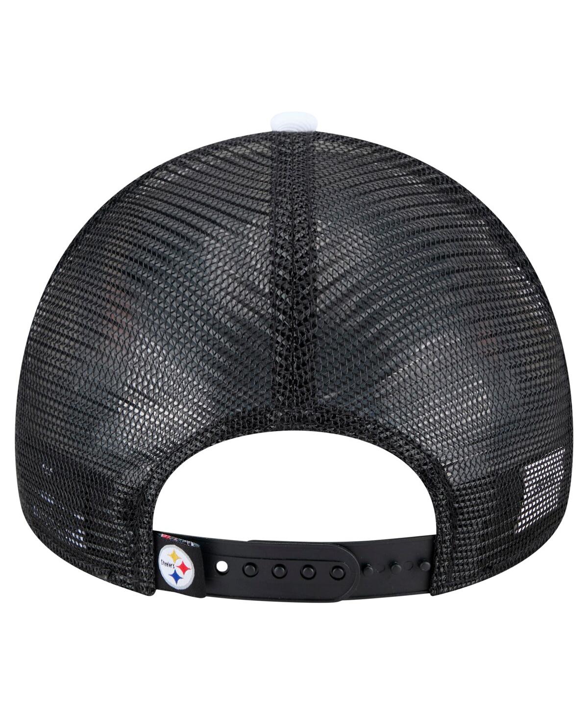 New Era Preschool Black Pittsburgh Steelers Sport Night Color Block 9forty A-frame Trucker Adjustable Hat In Black