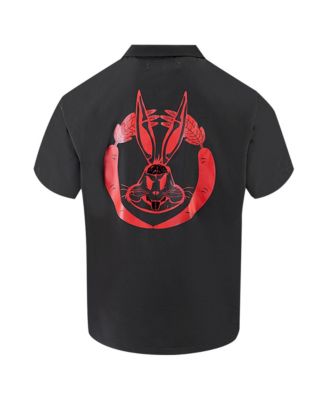 Men's Black Looney Tunes Bugs Bunny Melted Skeleton Button-Up Shirt