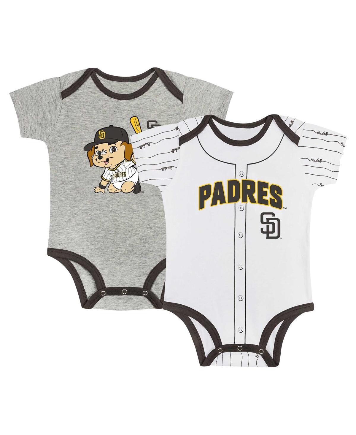 Outerstuff Kids' Big Boys And Girls Gray/white San Diego Padres 2-pack Play Ball Bodysuit Set In Multi