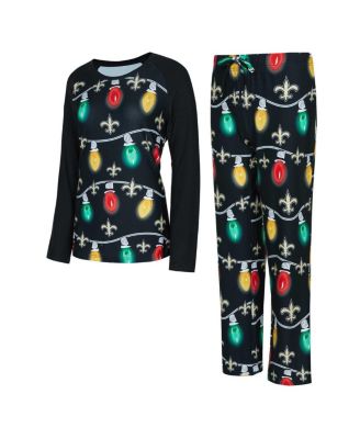 Concepts Sport - Women's Black New Orleans Saints Garland Knit Raglan Long Sleeve Top and Pants Set