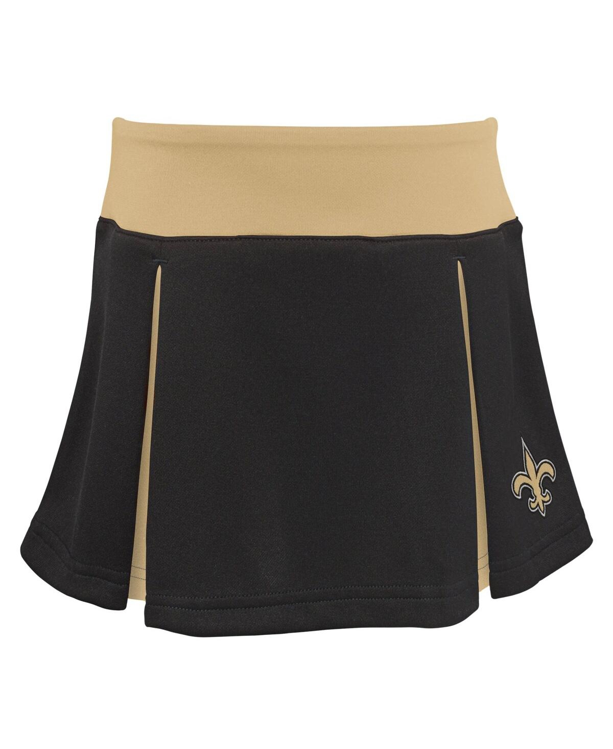 Outerstuff Girls Preschool Black New Orleans Saints Spirit Cheerleader Two-piece Set With Bloomers In Multi