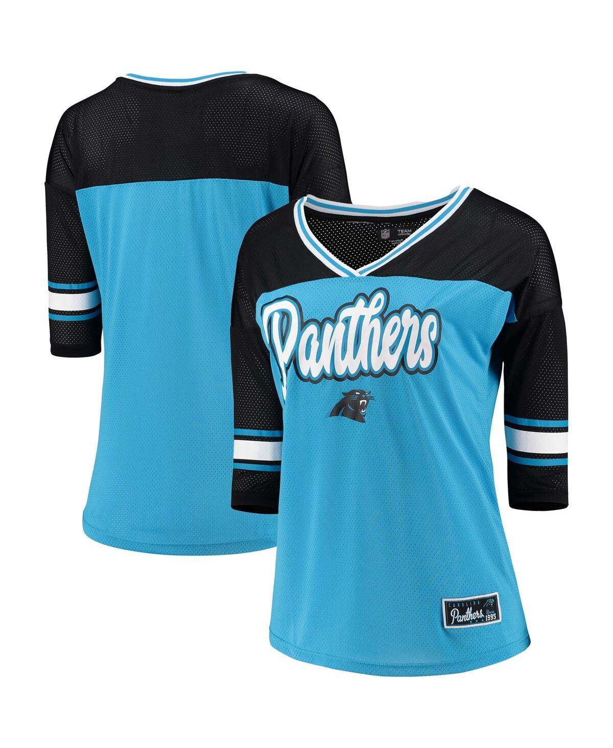 Women's Blue Carolina Panthers Mesh Long Sleeve T-Shirt - Blue
