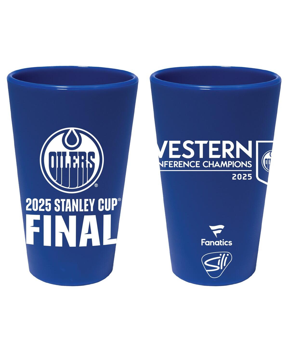 Wincraft Edmonton Oilers 2025 Stanley Cup Final 16oz. Silicone Pint Glass In Blue