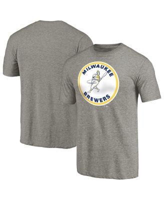 Fanatics Mto Label - Men's Ash Milwaukee Brewers Cooperstown Collection Forbes Tri-Blend T-Shirt