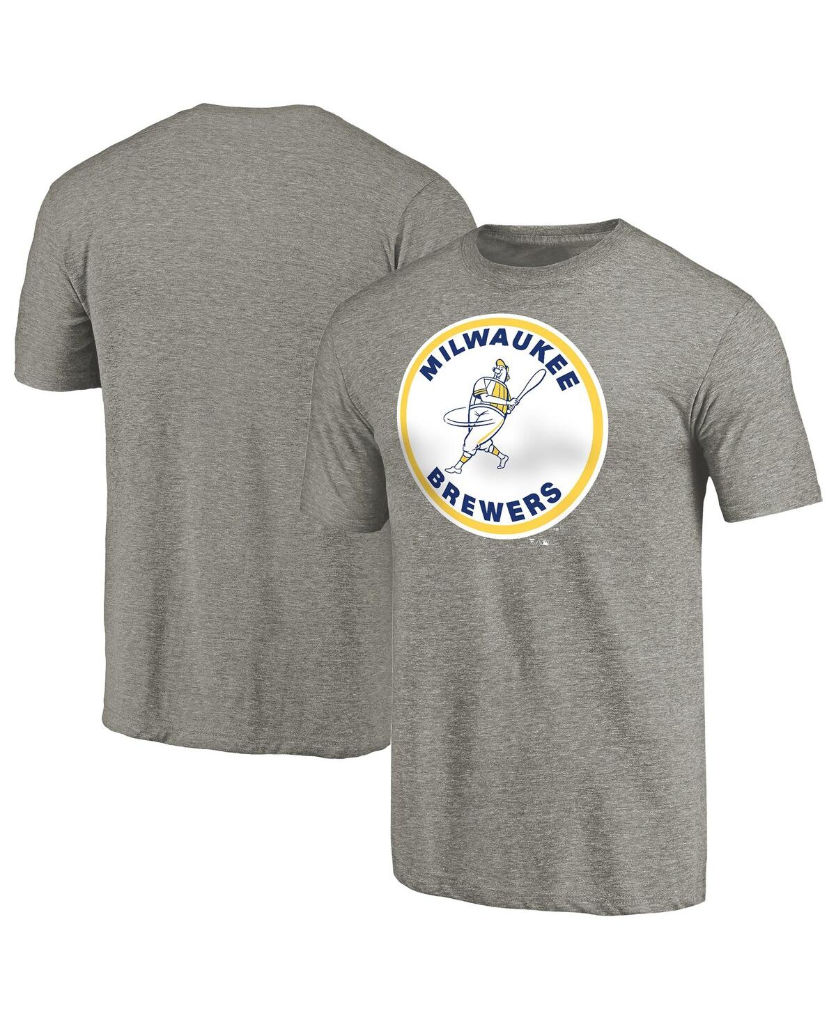 Fanatics Mto Label Men's Ash Milwaukee Brewers Cooperstown Collection Forbes Tri-blend T-shirt In Gray