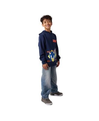 Big Boys Sonic Arrows & Checkered Flags Youth Navy Long Sleeve Hooded Sweatshirt-8