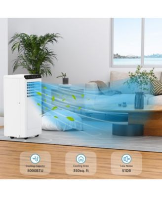 10,000 BTU Portable AC, 3-in-1 Cooling, Dehumidifier & Fan with Remote, 24H Timer, White + Black