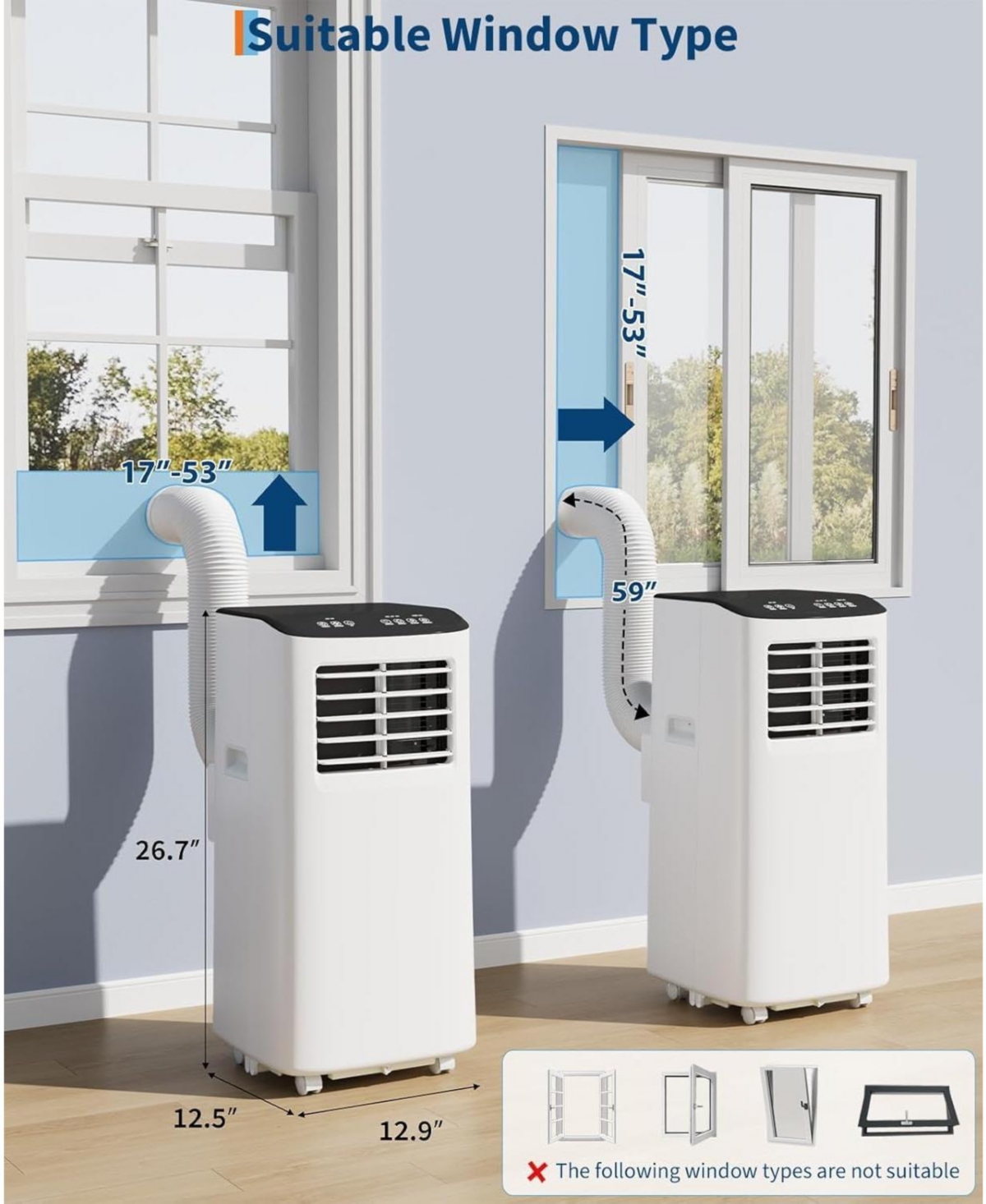 gaomon 8,000 Btu Portable Ac, 3-in-1 Cooling, Fan & Dehumidifier for 350 Sq.Ft, No-Drain, Black Cover