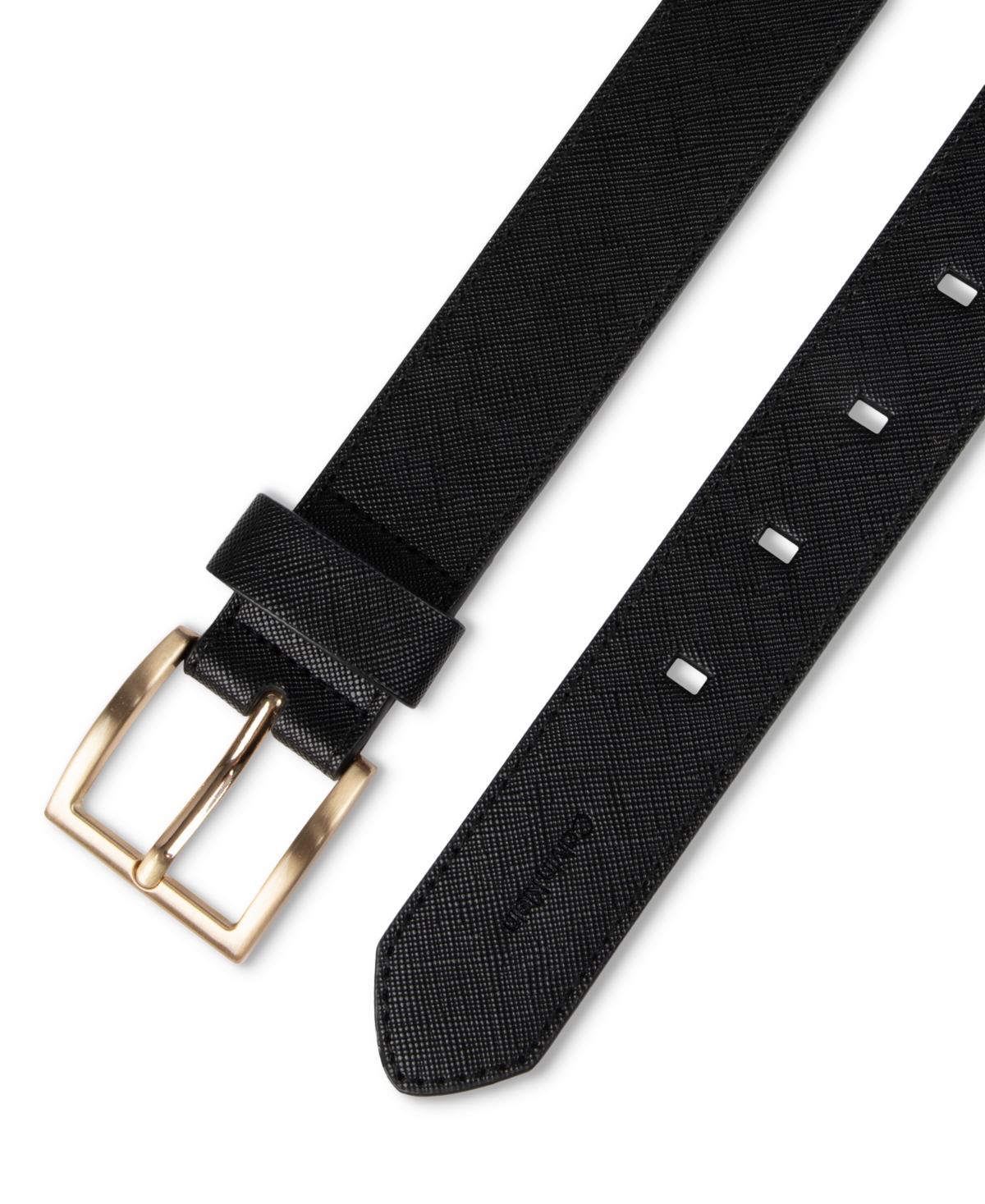 Calvin Klein Geometric Saffiano Dress Belt In Black