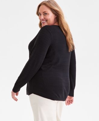 Plus Size Solid Crewneck Sweater