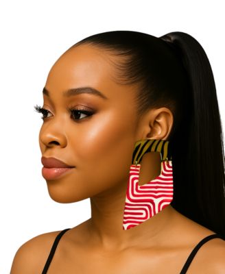 Swanky Designs Raquel Dangle Abstract Earrings - Red 38$