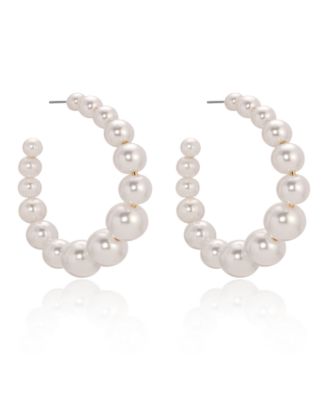 Cultured Pearl Bubble Hoops Earrings