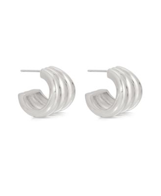 Triple Ribbed Hoops Earrings