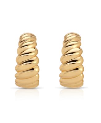Modern Ribbed Hoops Earrings