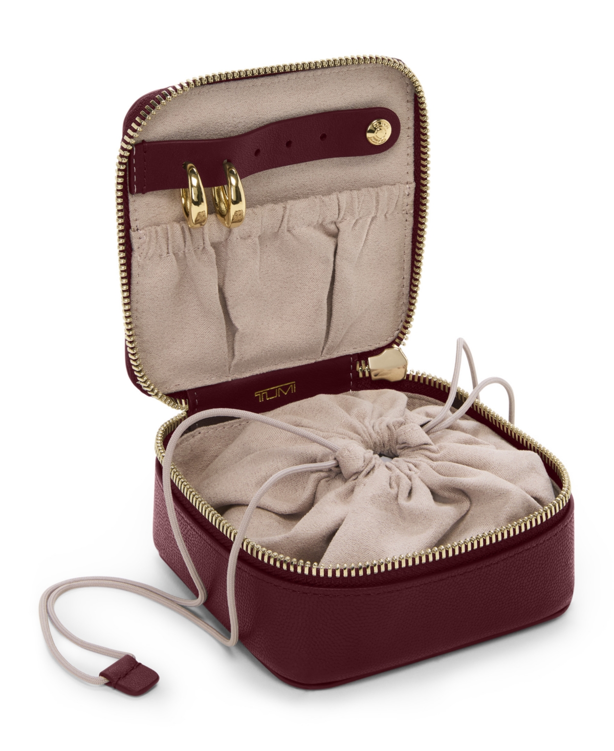 Tumi Belden Slg 4" Jewelry Case In Burgundy