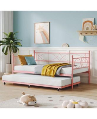 Metal Twin Daybed and Trundle Set, Twin Size, Steel Slat Support, Multifunctional Daybed Frame for Bedroom, Living Room, Guest Room