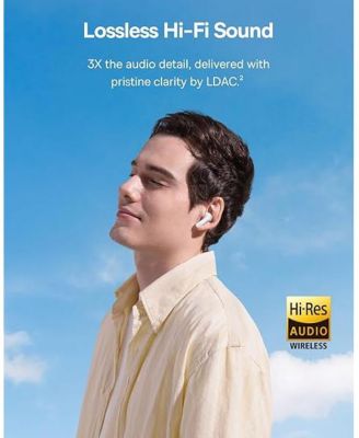 Bass BP1 Pro Noise Cancelling Wireless Earbuds, Real-Time Adaptive Noise Cancelling, Adaptive Active EQ, LDAC Hi-Res Sound, 6-Mic AI Clear Calls, 55H Playtime, IP55 Waterproof, Bluetooth 6.0,White