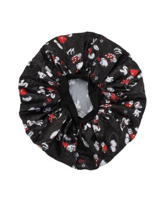 Mickey & Minnie Mouse Women's All-Over Print Black Satin Bonnet