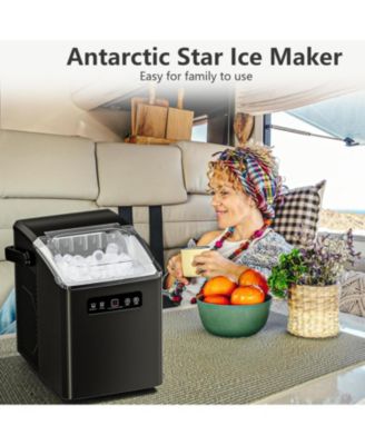 Ice Maker Portable, 26 lbs/day, 9 cubes in 6 mins, Self-Cleaning, Handle, Scoop & Basket, for Home, Kitchen, Camping, RV