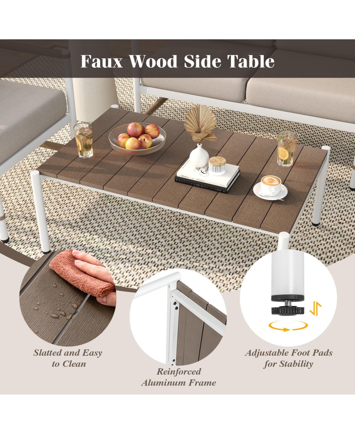 Slickblue Outdoor Loveseat Furniture Set with Thick Padded Cushions and Glass Coffee Table For Patio Relaxation