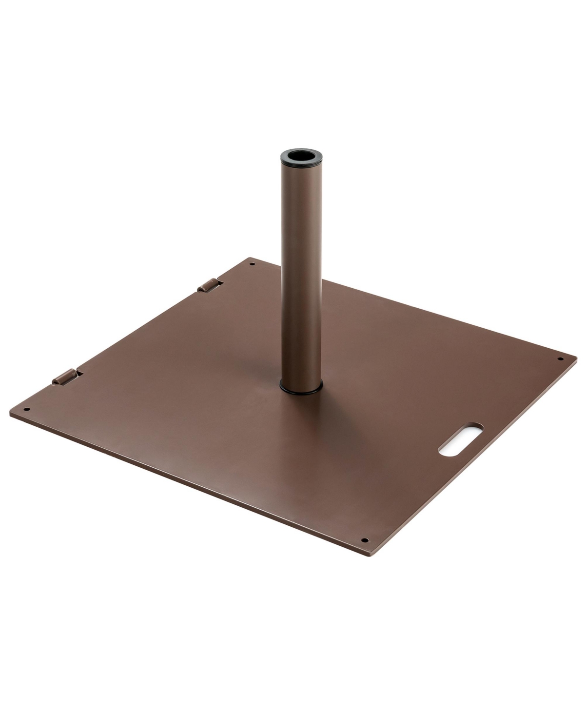 Square Weighted Patio Umbrella Base Stand 50 lbs Outdoor w/ 3 Adapters - Brown