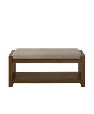 40" Linen Bench with Shoe Rack & Removable Cushion