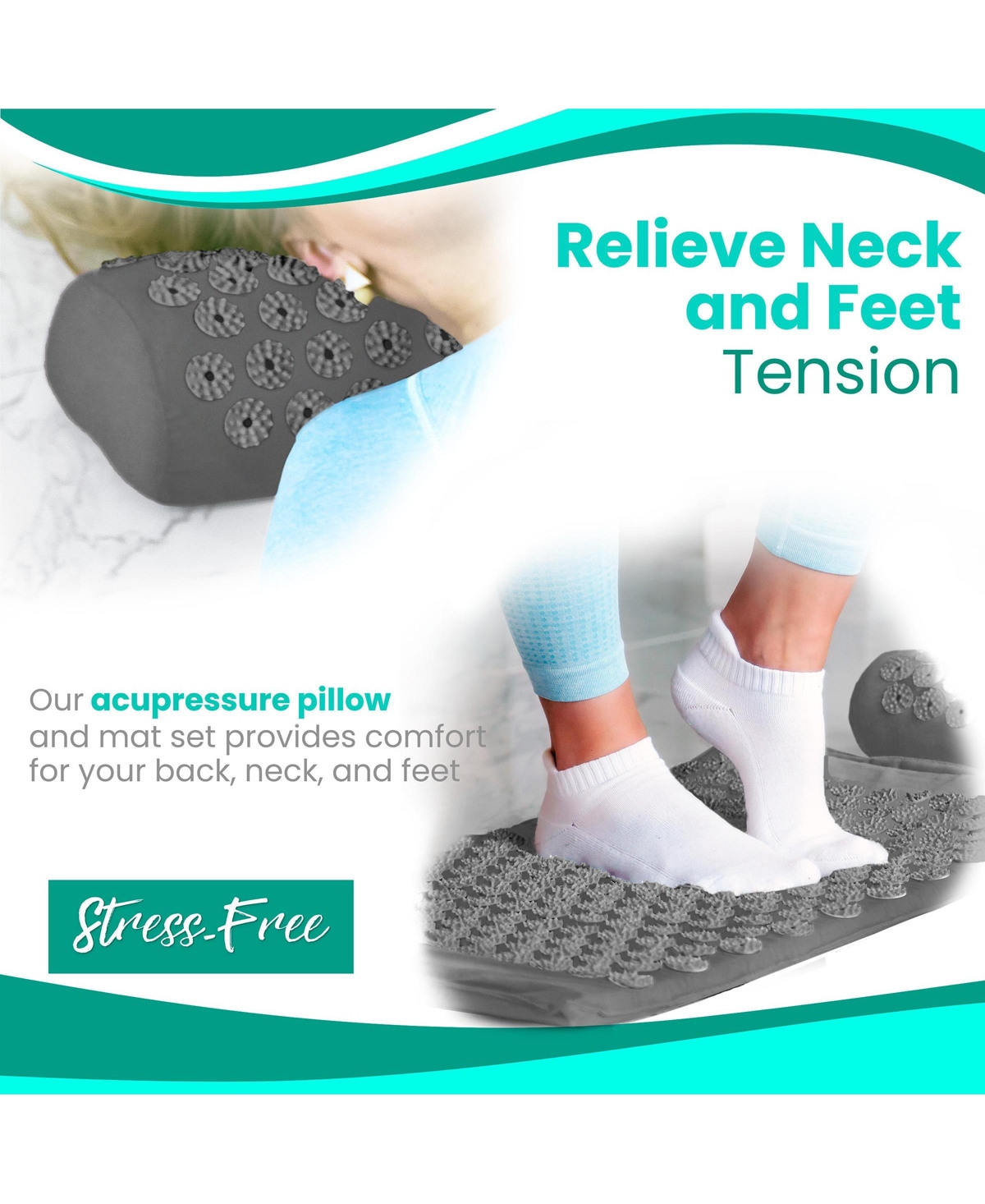 Sorbus 51 Inch Acupressure Mat, Pillow & Carry Bag