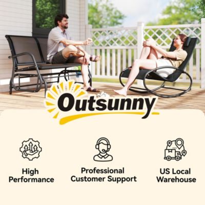 2-Person Outdoor Glider Bench Patio Double Swing Rocking Chair Loveseat with Power Coated Steel Frame for Backyard Garden Porch