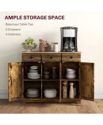 Buffet Cabinet, Bar Cabinet with 3 Drawers, Light