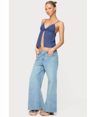 Womens Low Rise Wide Leg Jeans