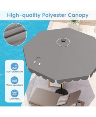 10 FT Solar Patio Umbrella Outdoor Market Sunshade w/ 24 LED