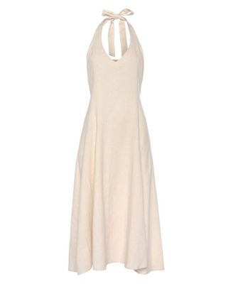 Women's A-Line Linen Flowy Halter Neck Dress