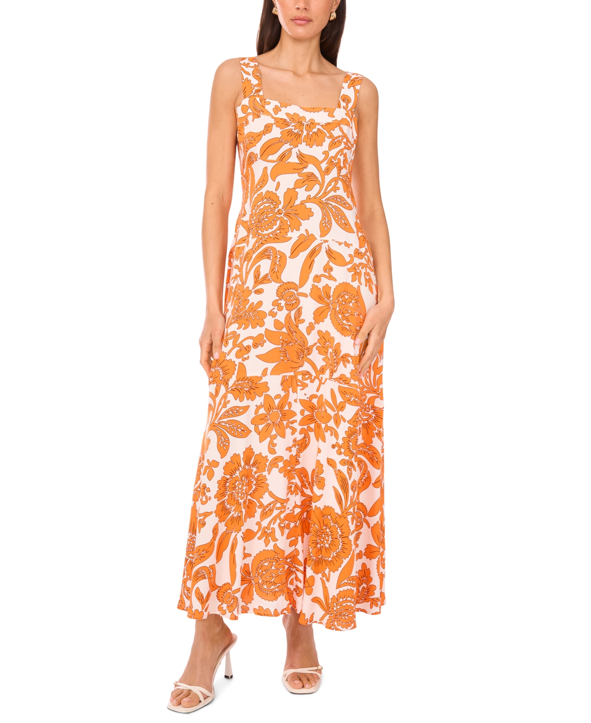 Women's Sleeveless Square-Neck Maxi Dress - Egret