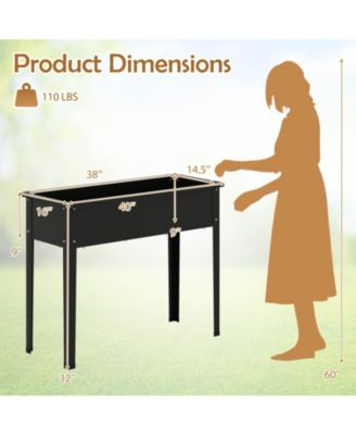 Raised Garden Bed Elevated Metal Planter Box with Legs Drainage Holes Gardening Box
