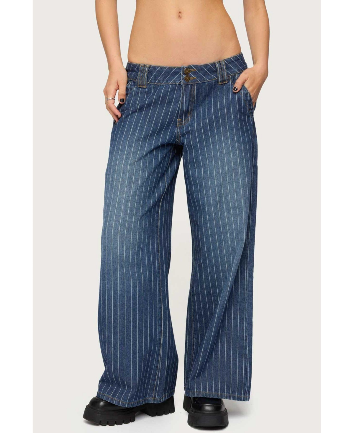 Women's Cory Striped Low Rise Jeans - Blue