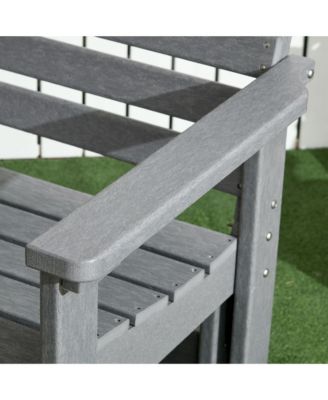 2-Person Outdoor Glider Bench Patio Double Swing Rocking Chair Loveseat w/ Slatted HDPE Frame for Backyard Garden Porch, Light Gray