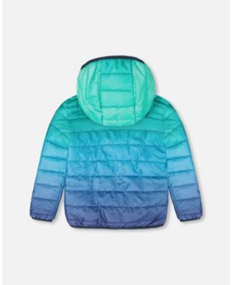 Baby Boy Quilted Mid-Season Jacket Green and Blue Gradient - Baby