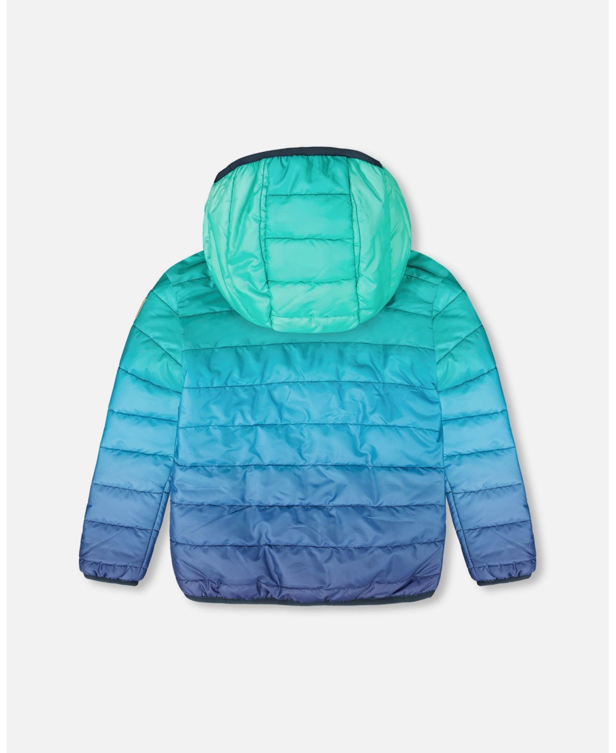 Deux par Baby Boy Quilted Mid-Season Jacket Green and Blue Gradient