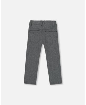 Boy Stretch Jacquard Pants Grey Herringbone - Toddler|Child