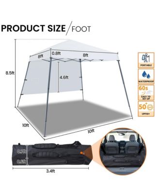 One-person Set Up Pop-up Canopy Tent w/ Side Panel, Slant Leg Instant Canopy Tent w/ Storage Bag & 4 Sandbags & 8 Ground Stakes, Red