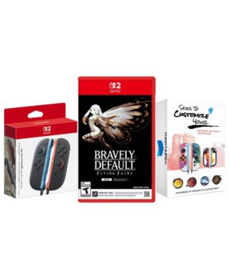 Switch 2 Joy-Cons Blue/Red with Bravely Default Flying Fairy HD and MightySkins Code Bundle