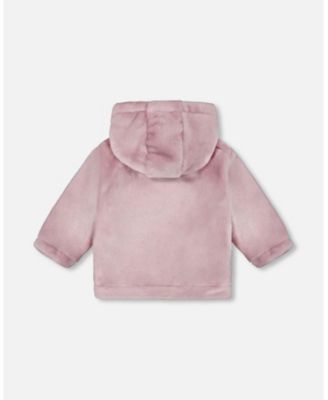 Baby Girl Hooded Zip Plush Jacket Neutral Purple - Baby