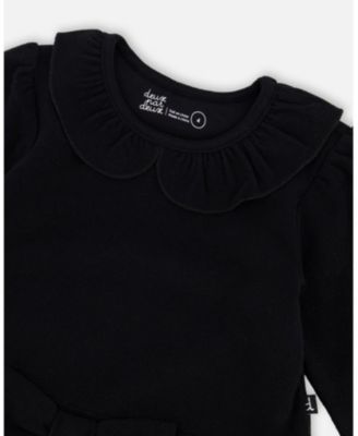 Girl Bi-Material Dress with Glittering Skirt Black - Toddler|Child