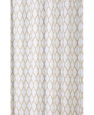 Aria Gold & White Shagreen Geometric Design Textured Fabric Shower Curtain - Standard Size