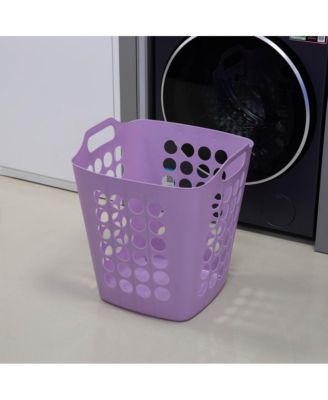 Flexible Plastic Carry Laundry Basket Holder Square Storage Hamper with Side Handles