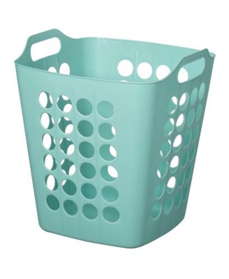Flexible Plastic Carry Laundry Basket Holder Square Storage Hamper with Side Handles