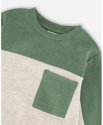 Boy Long Sleeve Super Soft Brushed Jersey Top Color Block Heather Beige - Toddler|Child