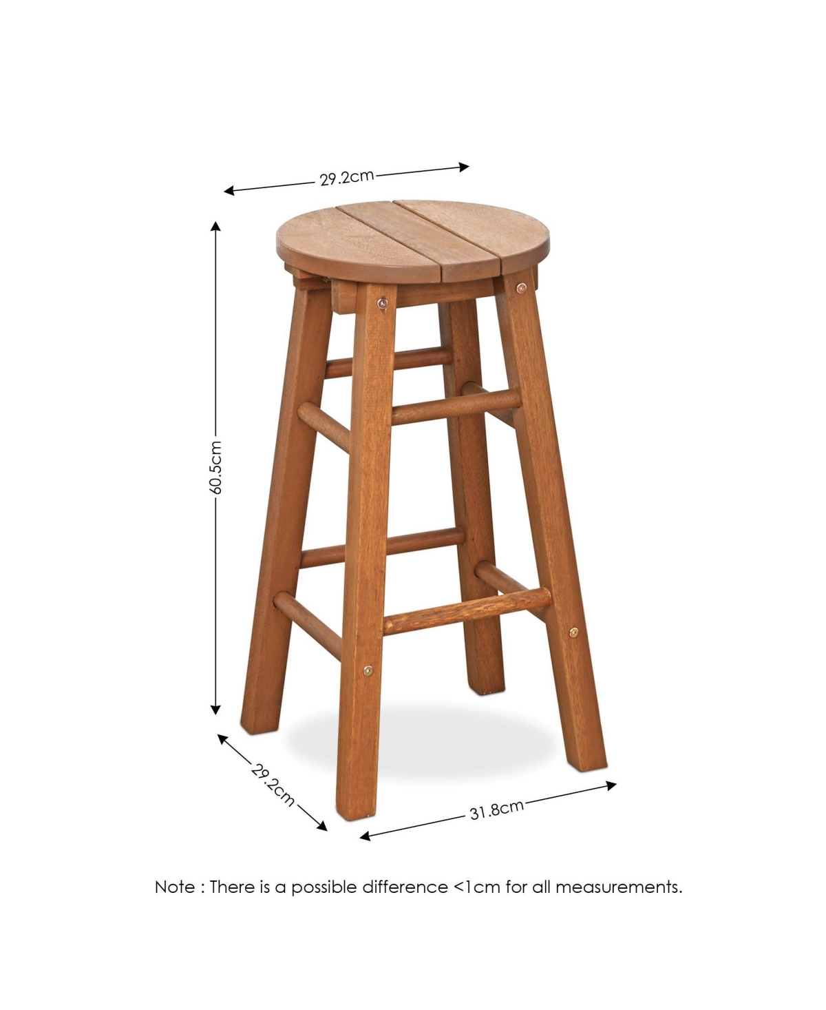 Homlux Set of 2 Outdoor Indoor Hardwood Bar Stools – Lightweight, Compact & Stylish Seating