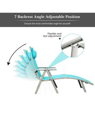 2PCS Outdoor Folding Chaise Lounge Chair w/Cushion